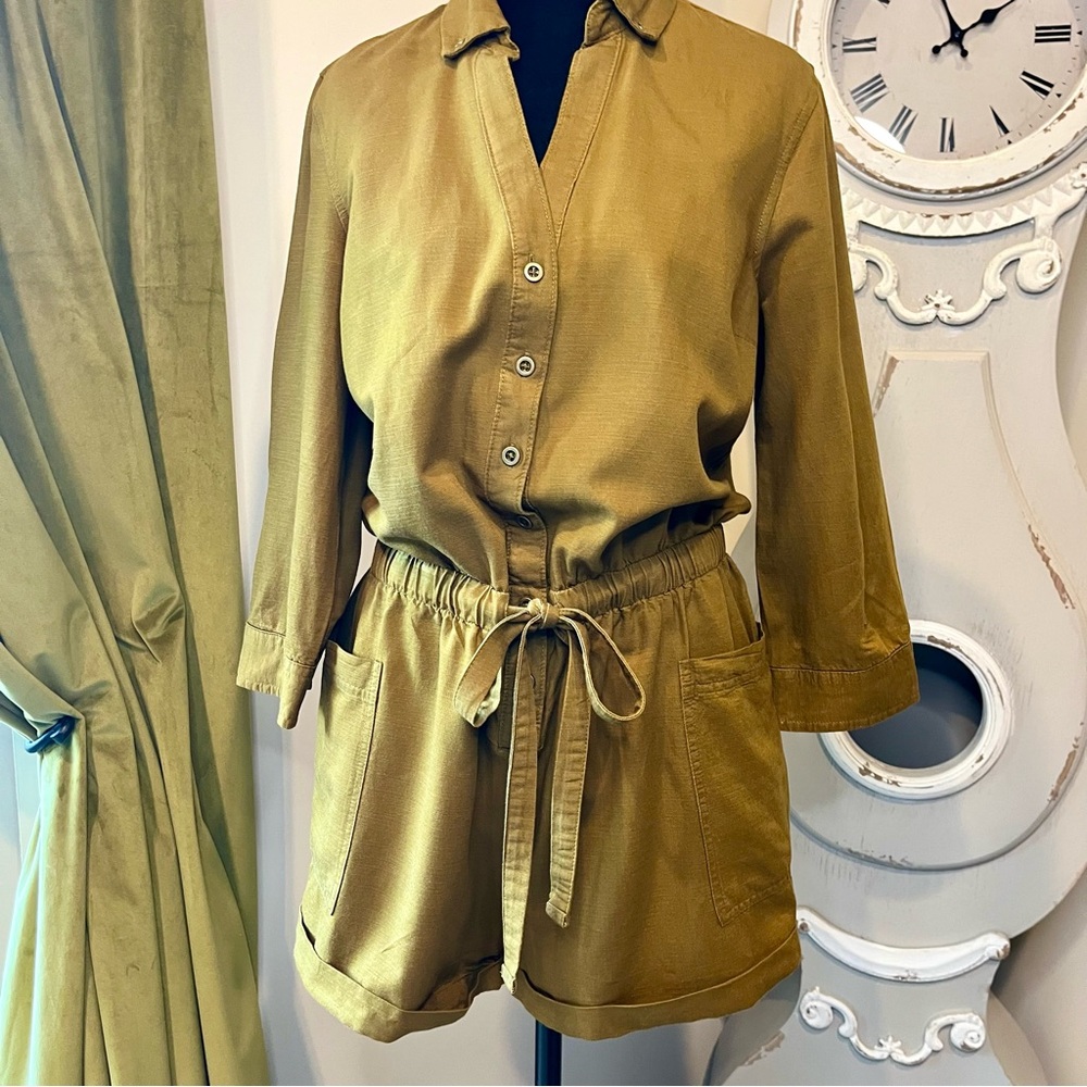 Old Navy Utility Twill Romper Jumpsuit in Moss Green M